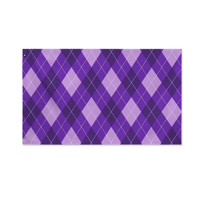 Purple Argyle Pattern Print Polyester Flag
