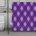 Purple Argyle Pattern Print Polyester Shower Curtain
