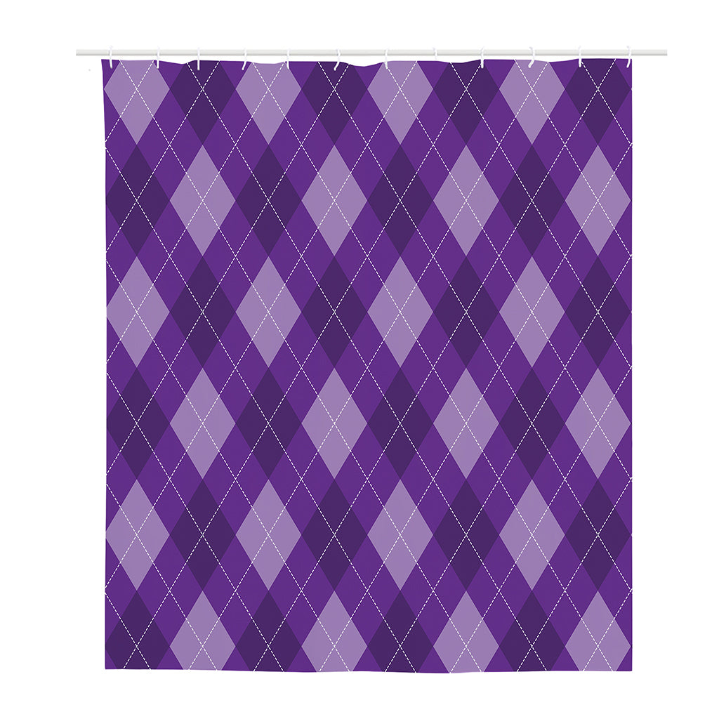 Purple Argyle Pattern Print Polyester Shower Curtain