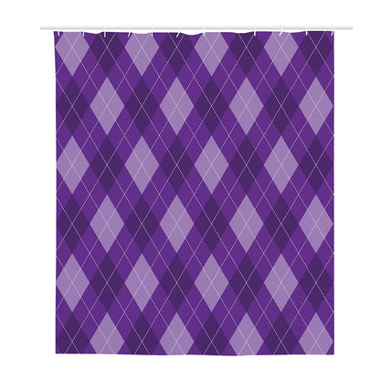 Purple Argyle Pattern Print Polyester Shower Curtain