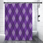 Purple Argyle Pattern Print Premium Shower Curtain