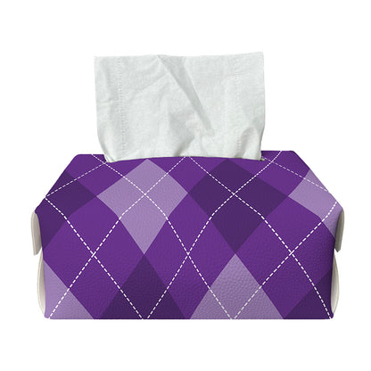 Purple Argyle Pattern Print Rectangle Tissue Box Cover