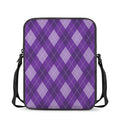 Purple Argyle Pattern Print Rectangular Crossbody Bag