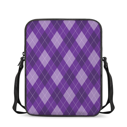 Purple Argyle Pattern Print Rectangular Crossbody Bag