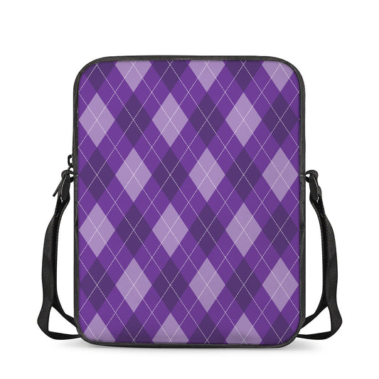Purple Argyle Pattern Print Rectangular Crossbody Bag