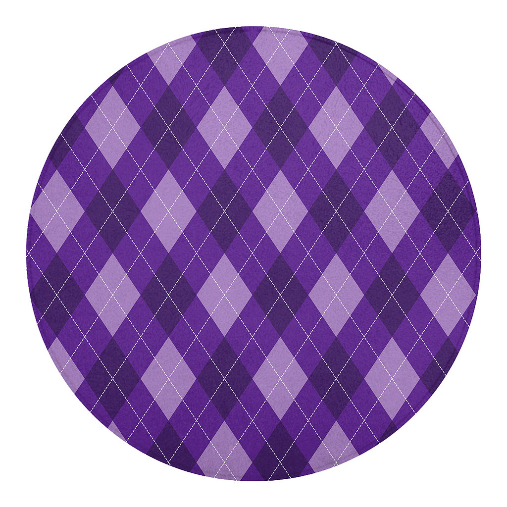 Purple Argyle Pattern Print Round Blanket
