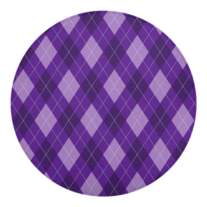 Purple Argyle Pattern Print Round Blanket