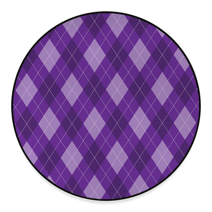 Purple Argyle Pattern Print Round Floor Mat
