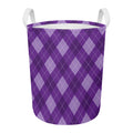Purple Argyle Pattern Print Round Laundry Basket