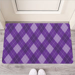 Purple Argyle Pattern Print Rubber Doormat