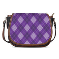Purple Argyle Pattern Print Saddle Bag