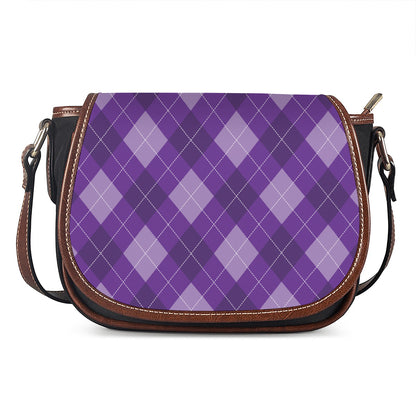 Purple Argyle Pattern Print Saddle Bag