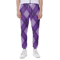 Purple Argyle Pattern Print Joggers