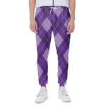 Purple Argyle Pattern Print Scuba Joggers