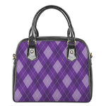 Purple Argyle Pattern Print Shoulder Handbag