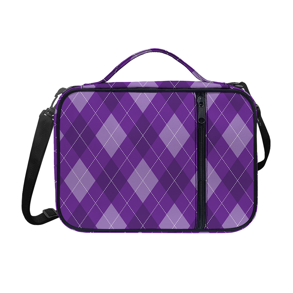 Purple Argyle Pattern Print Shoulder Strap Bible Bag