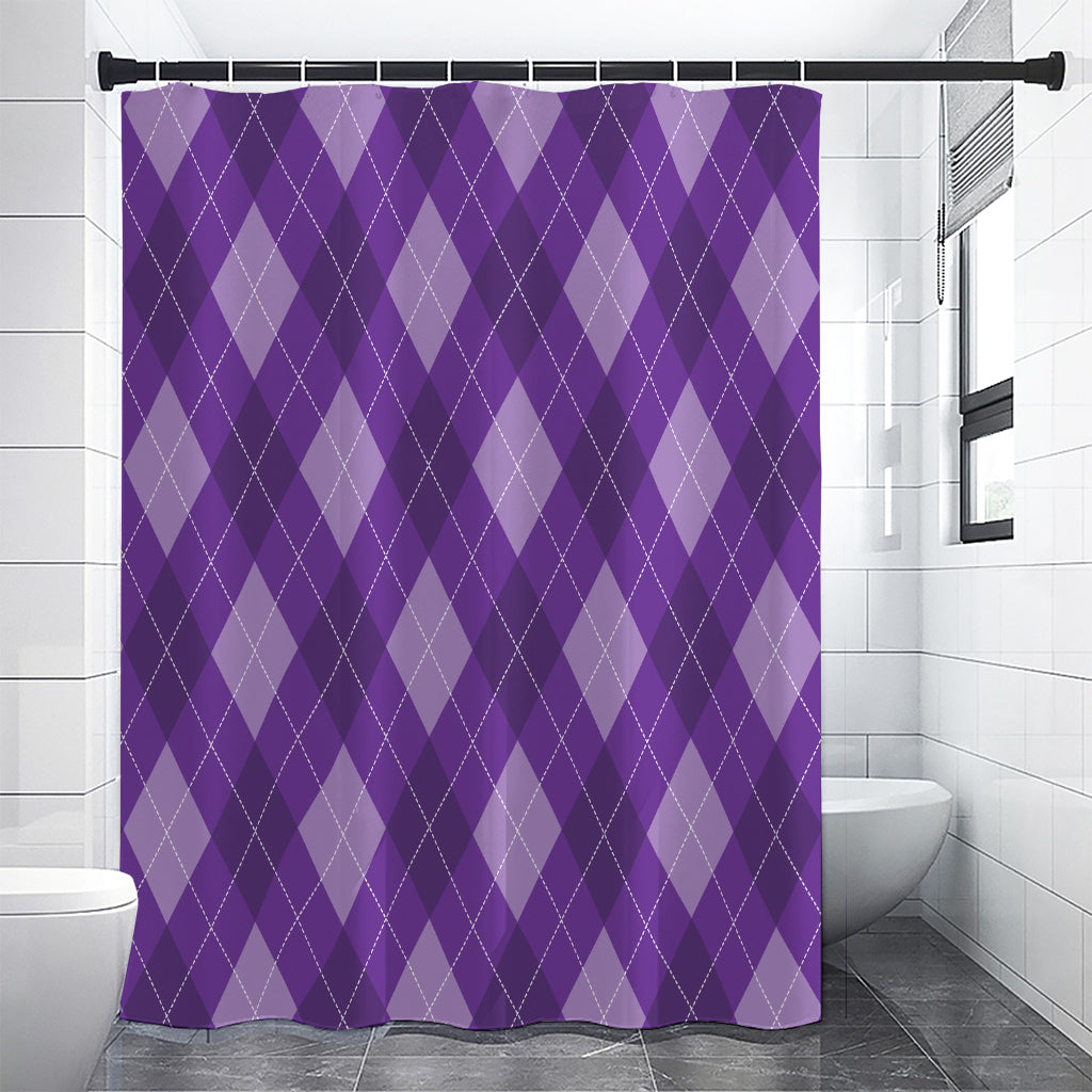 Purple Argyle Pattern Print Shower Curtain