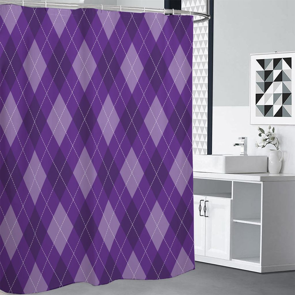 Purple Argyle Pattern Print Shower Curtain