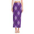 Purple Argyle Pattern Print Side Slit Maxi Skirt