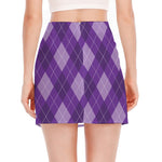 Purple Argyle Pattern Print Side Slit Mini Skirt