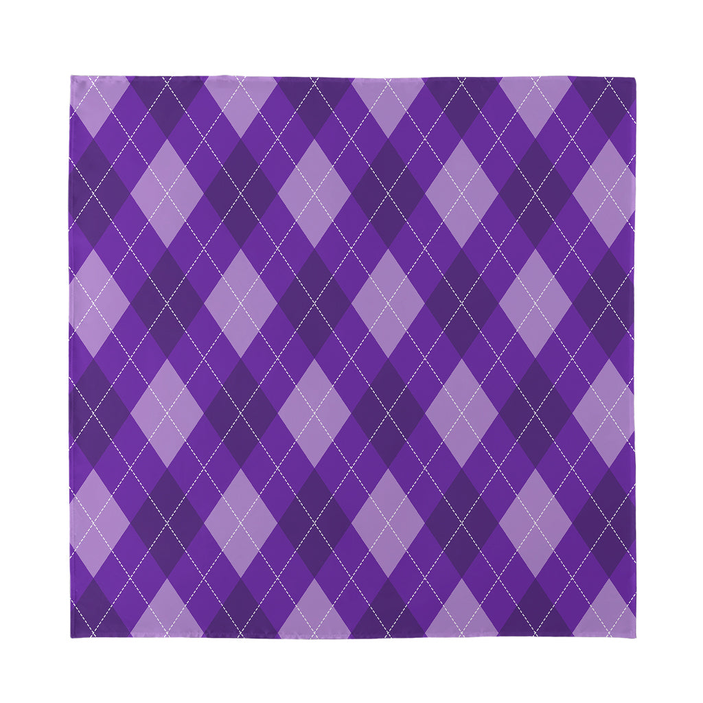 Purple Argyle Pattern Print Silk Bandana