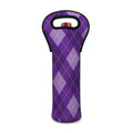 Purple Argyle Pattern Print Single Neoprene Wine Tote