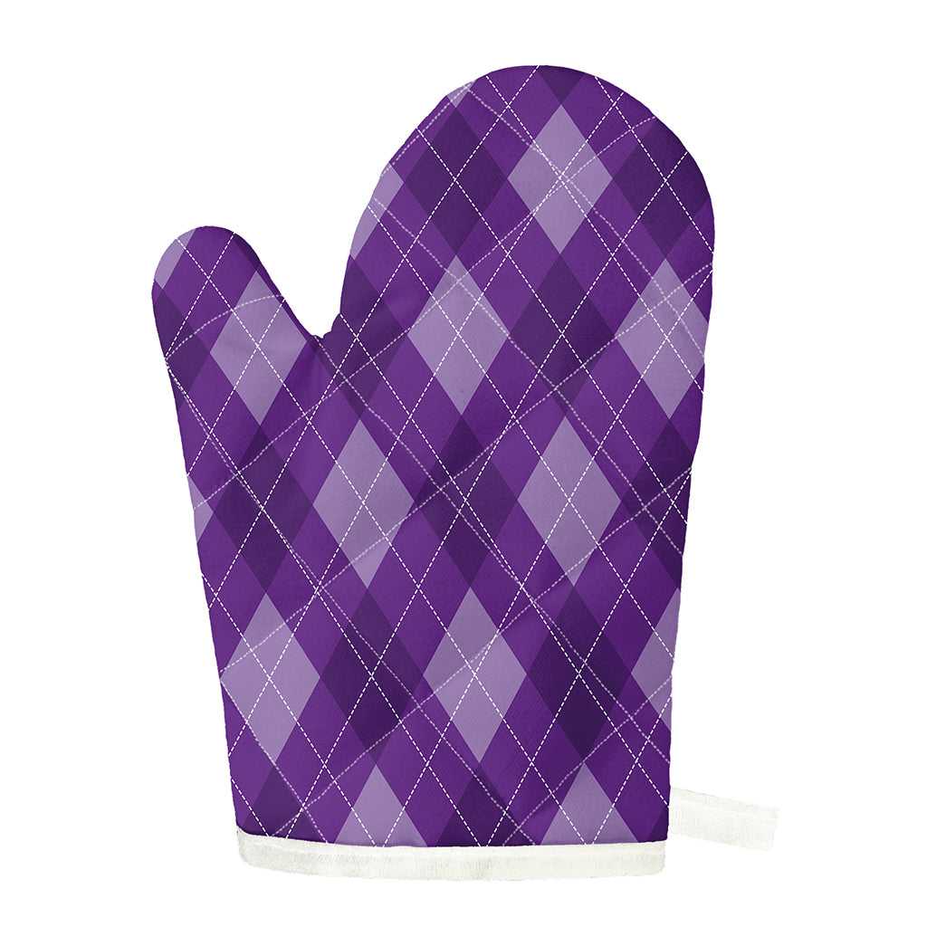 Purple Argyle Pattern Print Single Oven Mitt