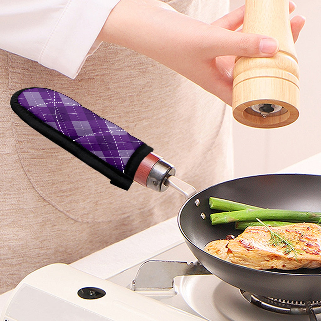 Purple Argyle Pattern Print Skillet Handle Cover