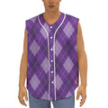Purple Argyle Pattern Print Sleeveless Baseball Jersey