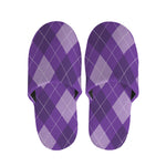 Purple Argyle Pattern Print Slippers