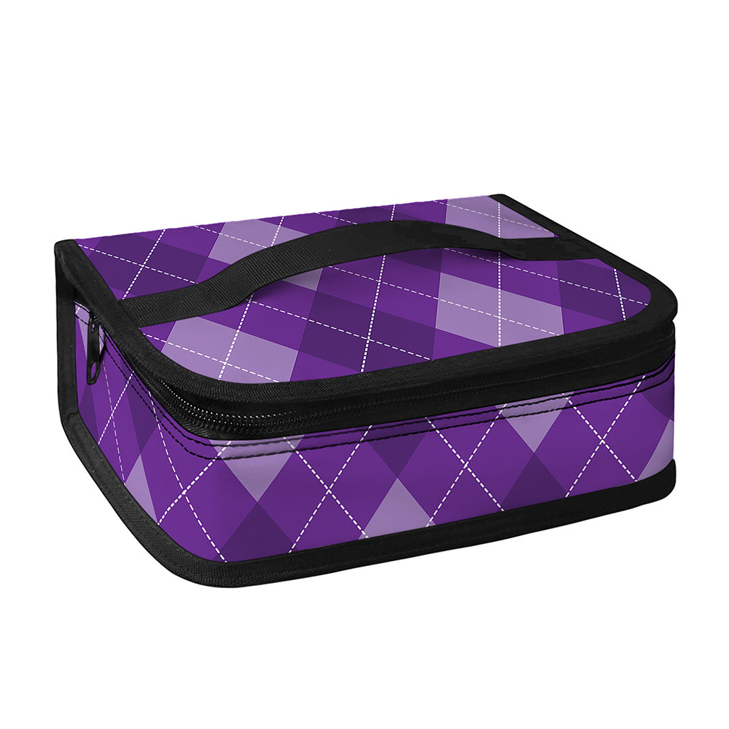 Purple Argyle Pattern Print Small Lunch Bag