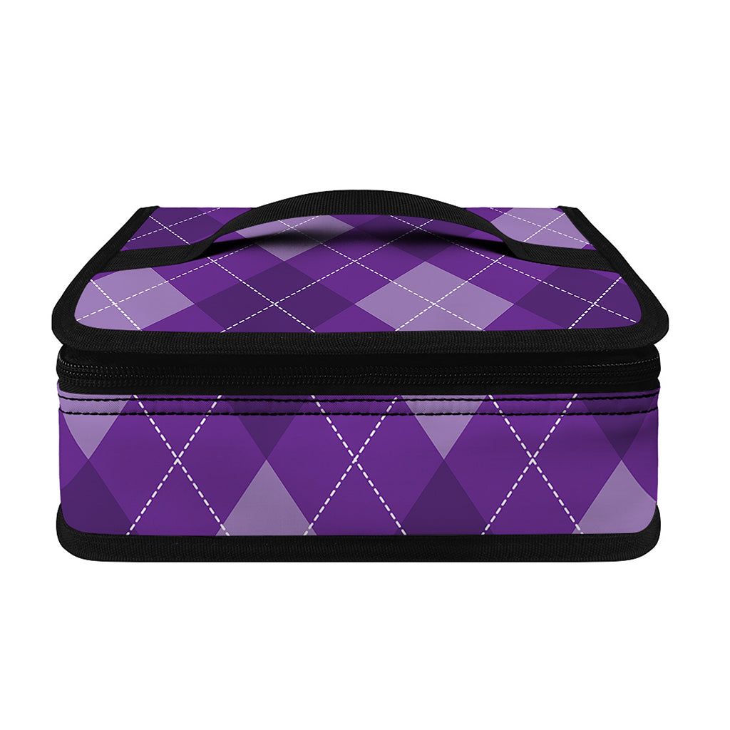 Purple Argyle Pattern Print Small Lunch Bag