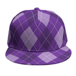Purple Argyle Pattern Print Snapback Cap