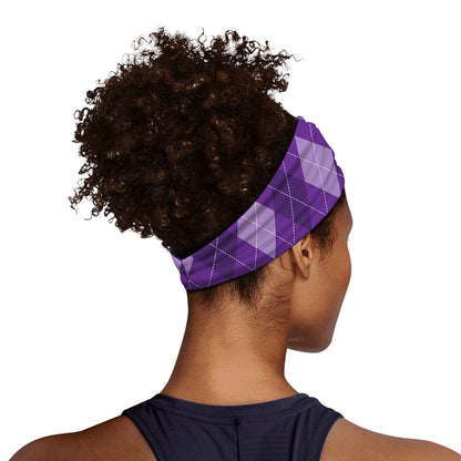 Purple Argyle Pattern Print Sports Headband