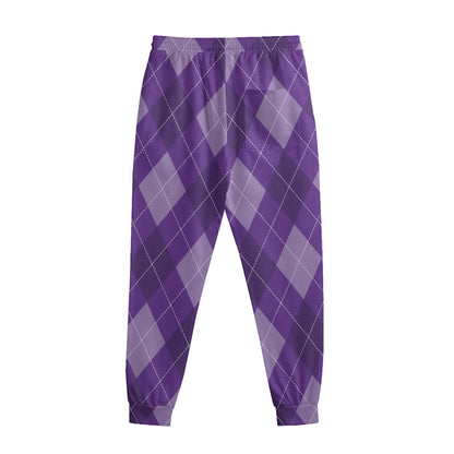 Purple Argyle Pattern Print Sweatpants