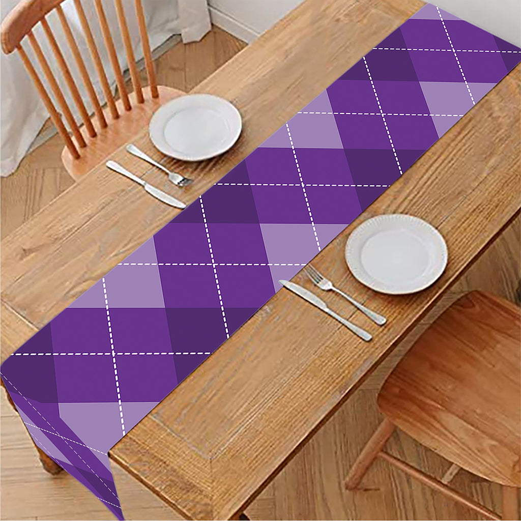 Purple Argyle Pattern Print Table Runner