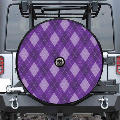 Purple Argyle Pattern Print Tire Cover With Camera Hole