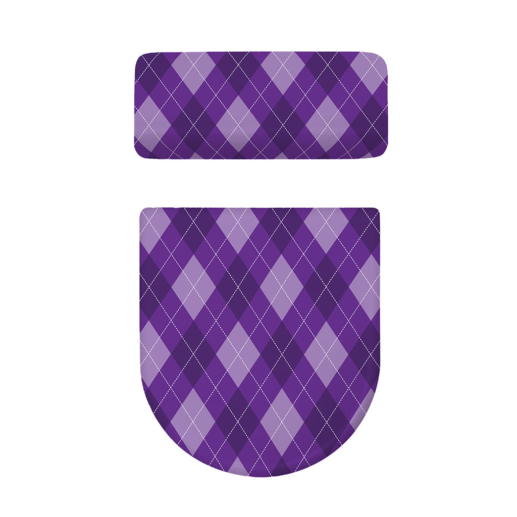 Purple Argyle Pattern Print Toilet Lid And Tank Cover Set