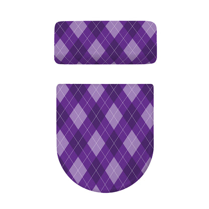 Purple Argyle Pattern Print Toilet Lid And Tank Cover Set
