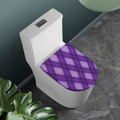 Purple Argyle Pattern Print Toilet Lid Cover