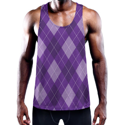 Purple Argyle Pattern Print Training Tank Top
