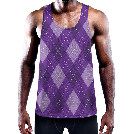 Purple Argyle Pattern Print Training Tank Top