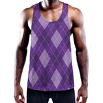 Purple Argyle Pattern Print Training Tank Top