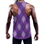 Purple Argyle Pattern Print Training Tank Top