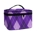 Purple Argyle Pattern Print Travel Makeup Bag