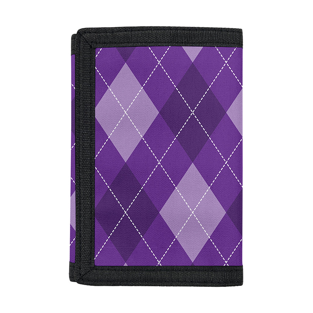 Purple Argyle Pattern Print Trifold Wallet