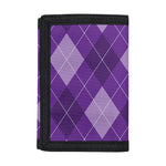 Purple Argyle Pattern Print Trifold Wallet