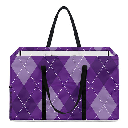 Purple Argyle Pattern Print Utility Tote Bag