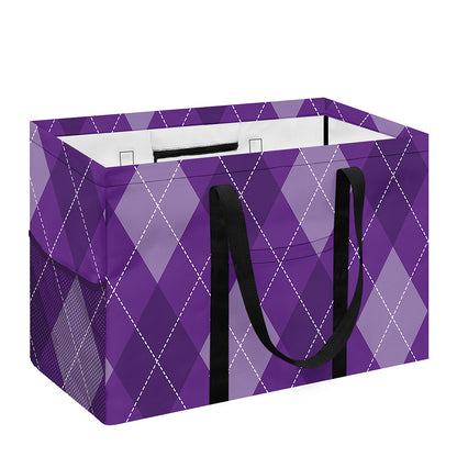 Purple Argyle Pattern Print Utility Tote Bag