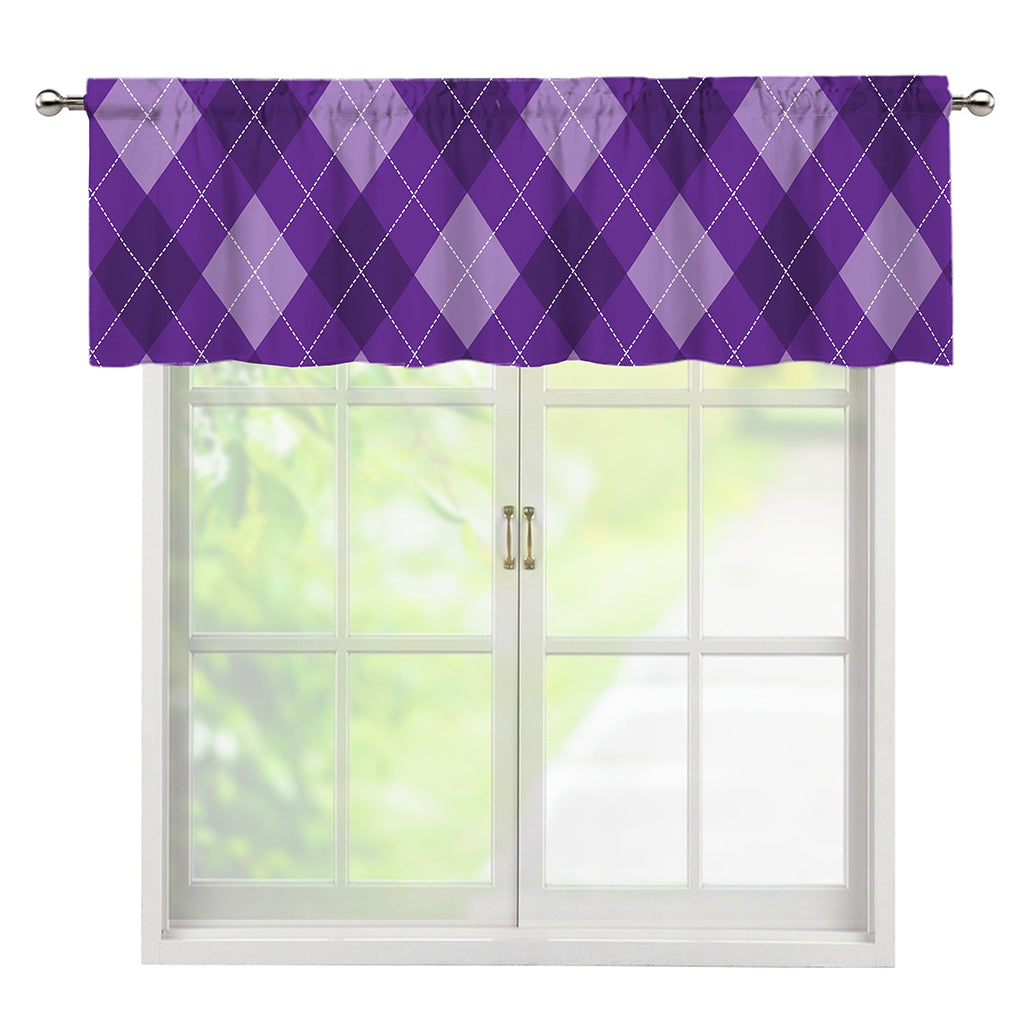 Purple Argyle Pattern Print Window Valance
